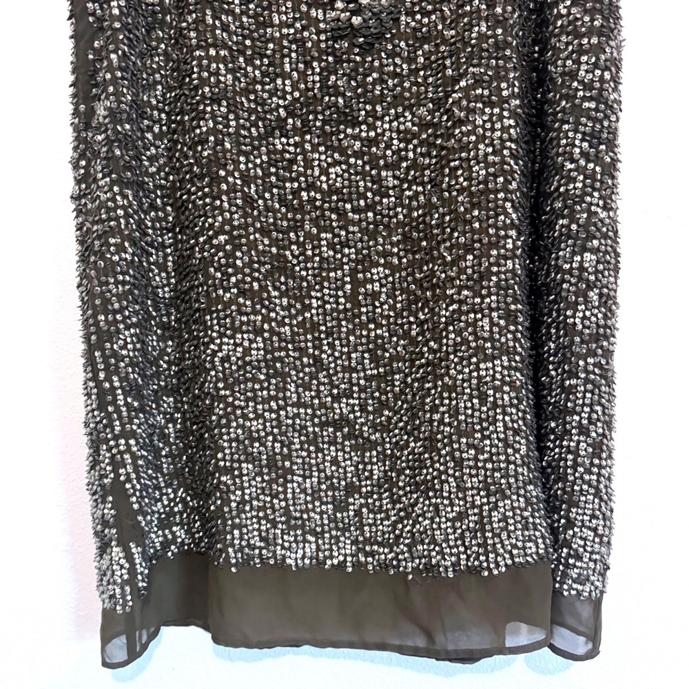 Zara | Basic Women's Brown Metallic Sequin Mini Shift Dress Sleeveless - Picture 3 of 5